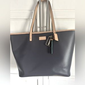 Coach leather navy blue tote